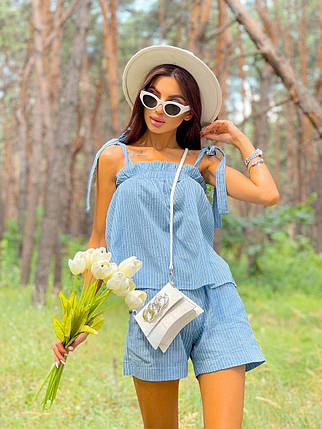 Костюм літній вільний шорти та майка на бретелях бавовна, фото 1