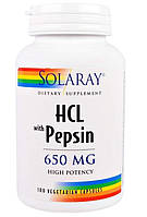 Бетаин Пепсин Solaray Betaine HCL with pepsin 650 mg 100 капс