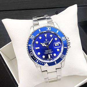 Стильні наручний годинник Rolex Submariner 2128 Quarts Silver-Blue