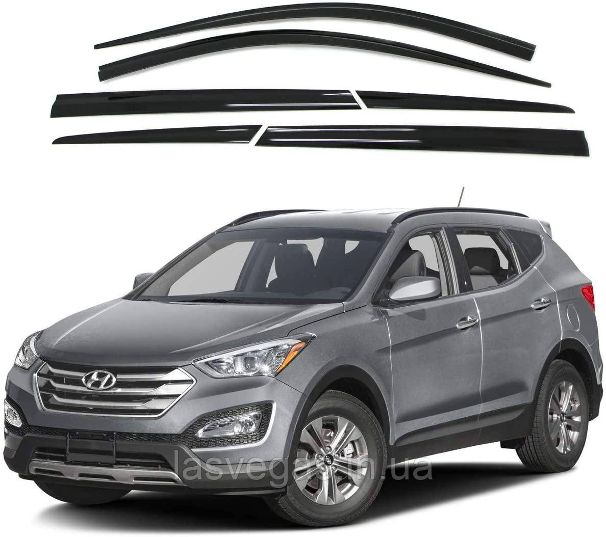 Вітровики, дефлектори вікон Hyundai Santa Fe 2012-2017 6шт. (Autoclover/Корея)