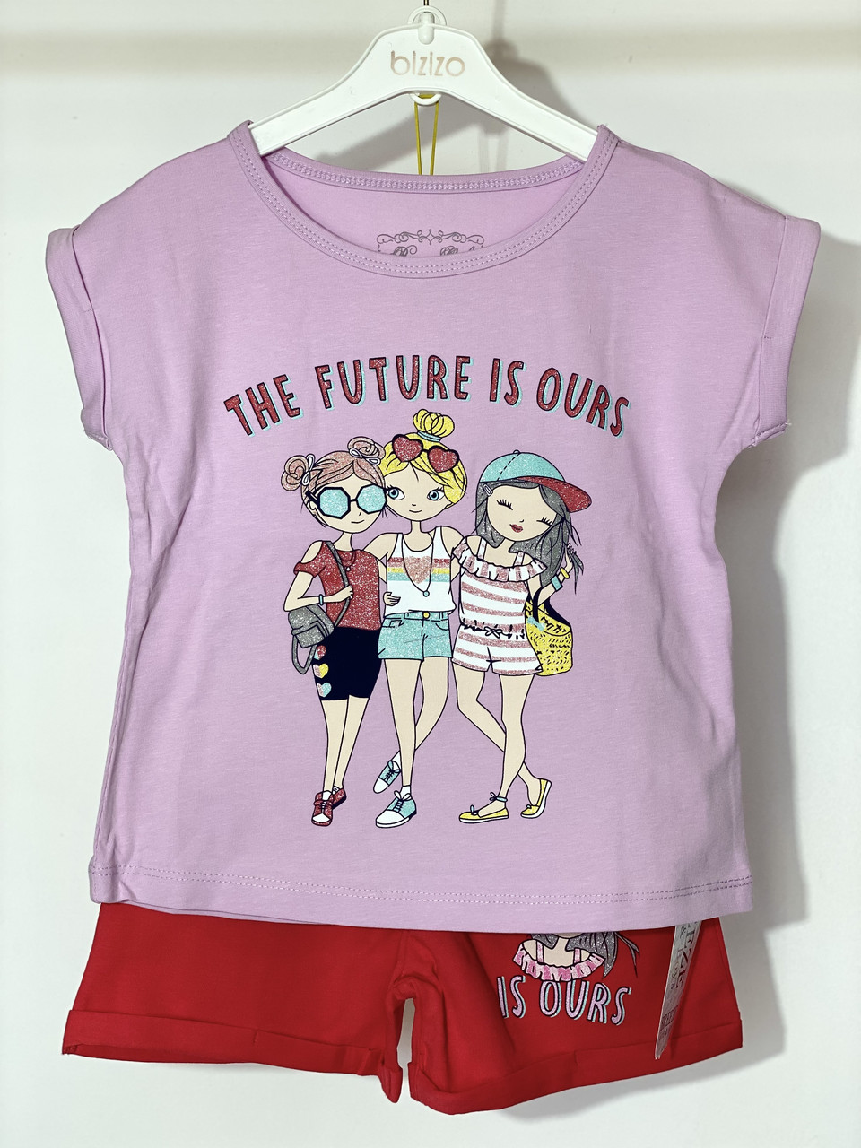 Костюм для дівчинки футболка та шорти BREEZE 15951 104 см Бузковий, фото 1