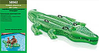 Надувной Крокодил 58562 винил,с ручками(3+ лет),рем комплект,в кор. 203*114см