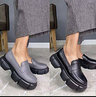 Туфли женские на толстой подошве натуральные кожаные 0032ЛЕКС