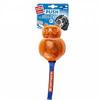 Іграшка для Собак Gigwi Push To Mute М'яч Сова з відключати Звуком Синьо / Помаранчева 16 см