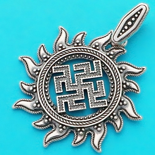 Одолень Трава в сонце слов'янський оберіг - підвіска зі срібла 925 проби (⌀33 мм, 6 г)