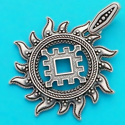 Срібний оберіг Реп'ях Щастя слов'янський амулет зі срібла 925 проби (⌀33 мм, 5.3 г), фото 1