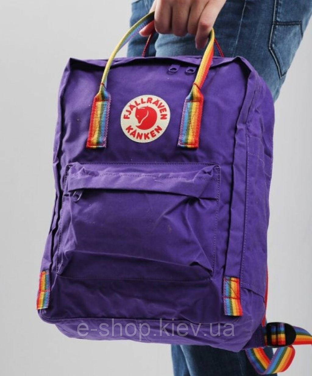 Школьный подростковый рюкзак Kanken фиолетовый с радужными ручками Портфель Канкен ранец для школы - фото 1 - id-p1450241312