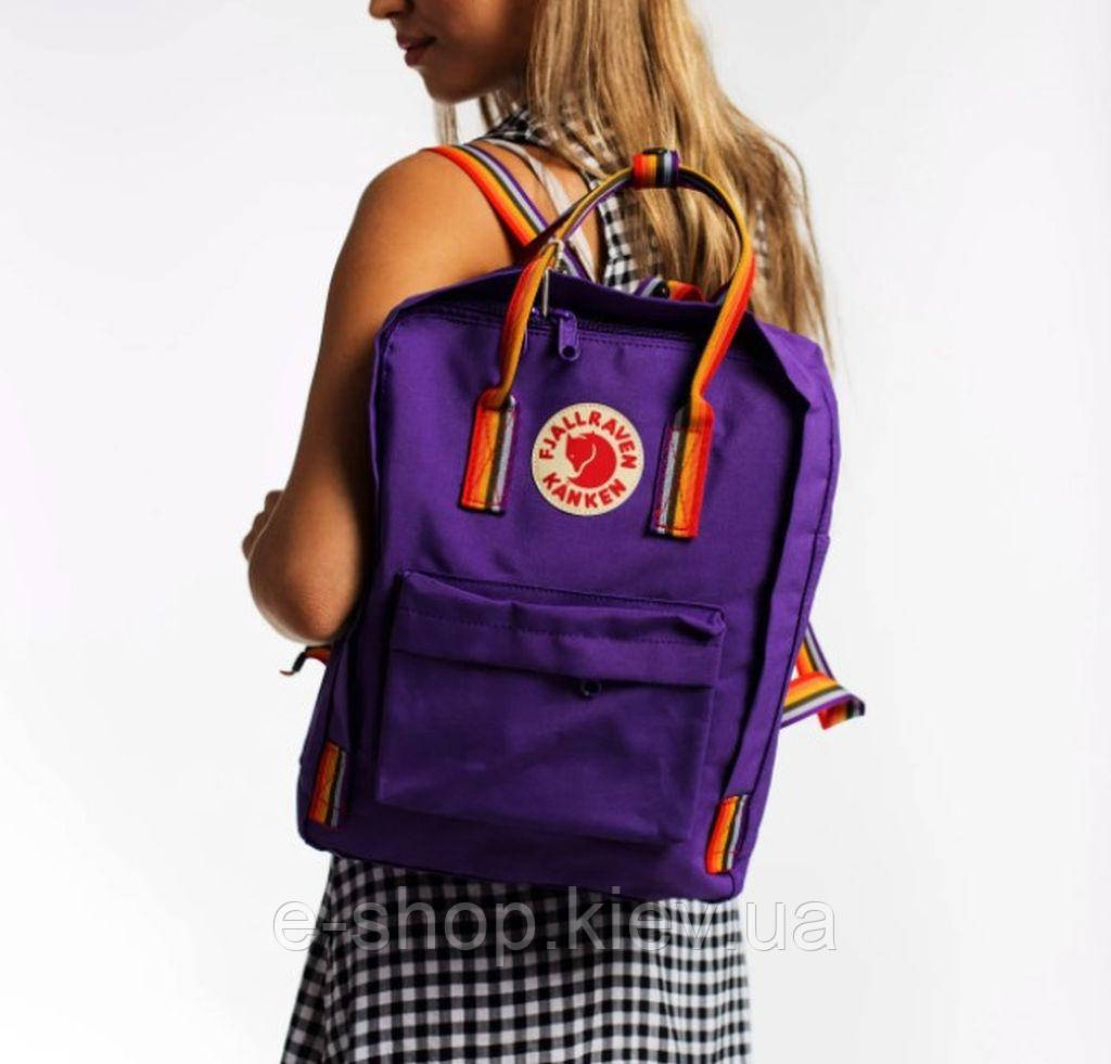 Школьный подростковый рюкзак Kanken фиолетовый с радужными ручками Портфель Канкен ранец для школы - фото 7 - id-p1450241312
