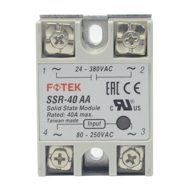 Однофазне твердотільне реле Fotek (ОРИГІНАЛ) SSR-40AA тип AC-AC, Imax 40А 24-380В змінного струму