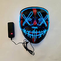 Неонова маска Purge Mask Судно ніч, світиться синя, фото 5