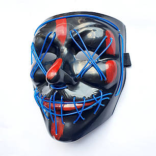 Неонова маска Purge Mask Судно ніч, світиться синя, фото 3