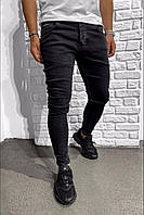 Мужские стильные зауженные базовые джинсы , чёрные заужены Турция 2021