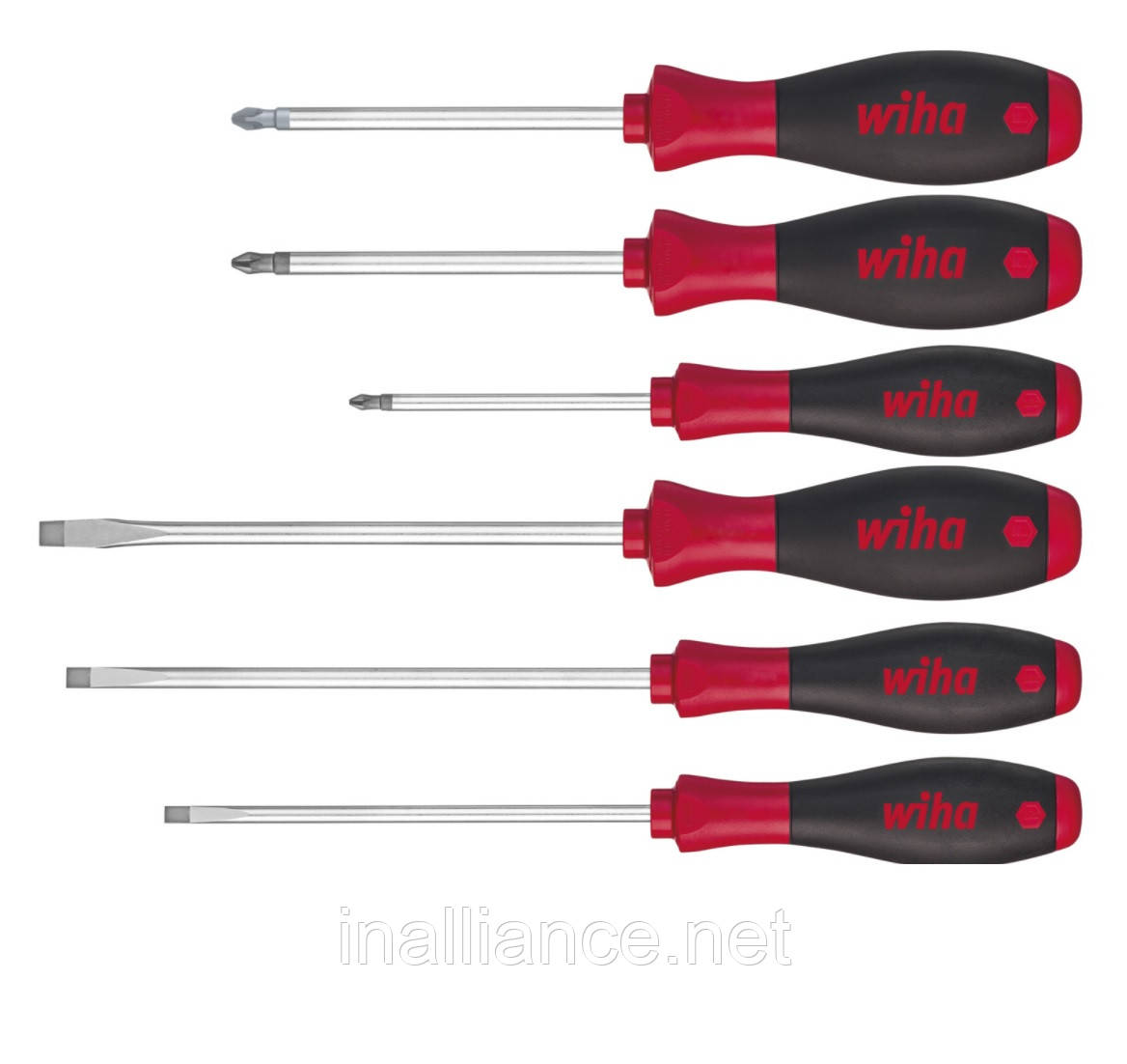 Набір викруток SL Slotted (шліц)/PH/PZ 6 предметів круглі жала SoftFinish Wiha 26113