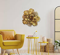 Панно на стену металлическое золотистый цветок 76*15,5*72 см. 480326