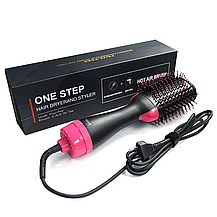 Фен — щітка для волосся 3 в 1 One Step Hair Dryer and Styler Чорна, фото 6