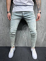 Молодежные турецкие джинсы мужские грязно-синий потертые Турция лето