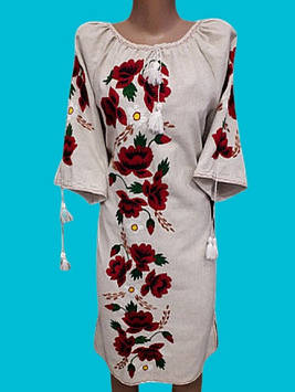 Плаття сірий льон ручна робота " Макі"