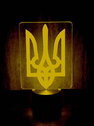 Акриловий світильник-нічник Тризуб жовтий tty-n000432, фото 1