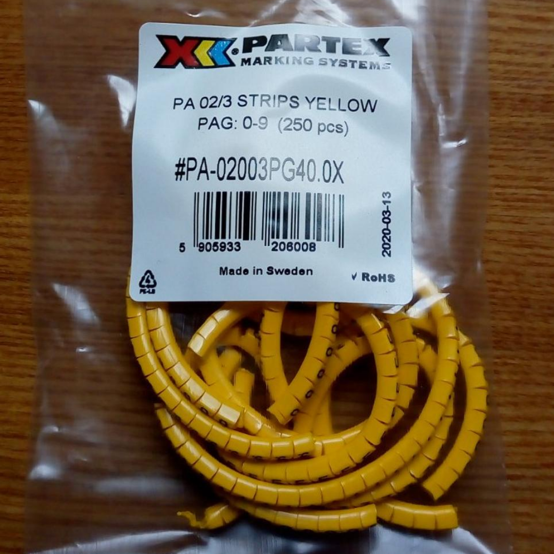 Набір для маркування проводів Partex PA-02003PG40.0X (250 шт.) Цифри від 0 до 9 по 25 шт., фото 1