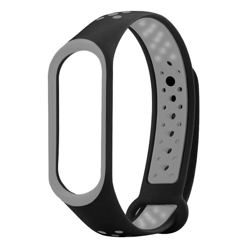 Ремінець для фітнес-браслета Xiaomi Mi Band 3 і 4 Nike design чорний з сірим
