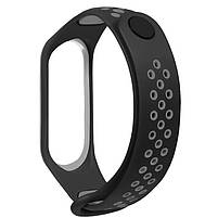 Ремінець для фітнес-браслета Xiaomi Mi Band 3 і 4 Nike design чорний з сірим, фото 3
