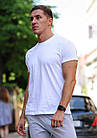Чоловіча футболка біла 100% бавовна однотонна котон, футболки трикотажні бавовна для спорту та активного відпочинку