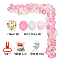 Арка гірлянда з повітряних куль "Рожевий і білий"