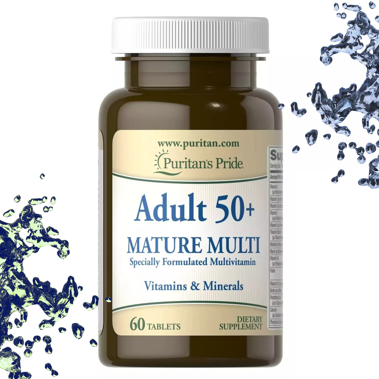 Вітаміни 50+ Puritan's Pride Adult 50+ Mature 60 таблеток, фото 1