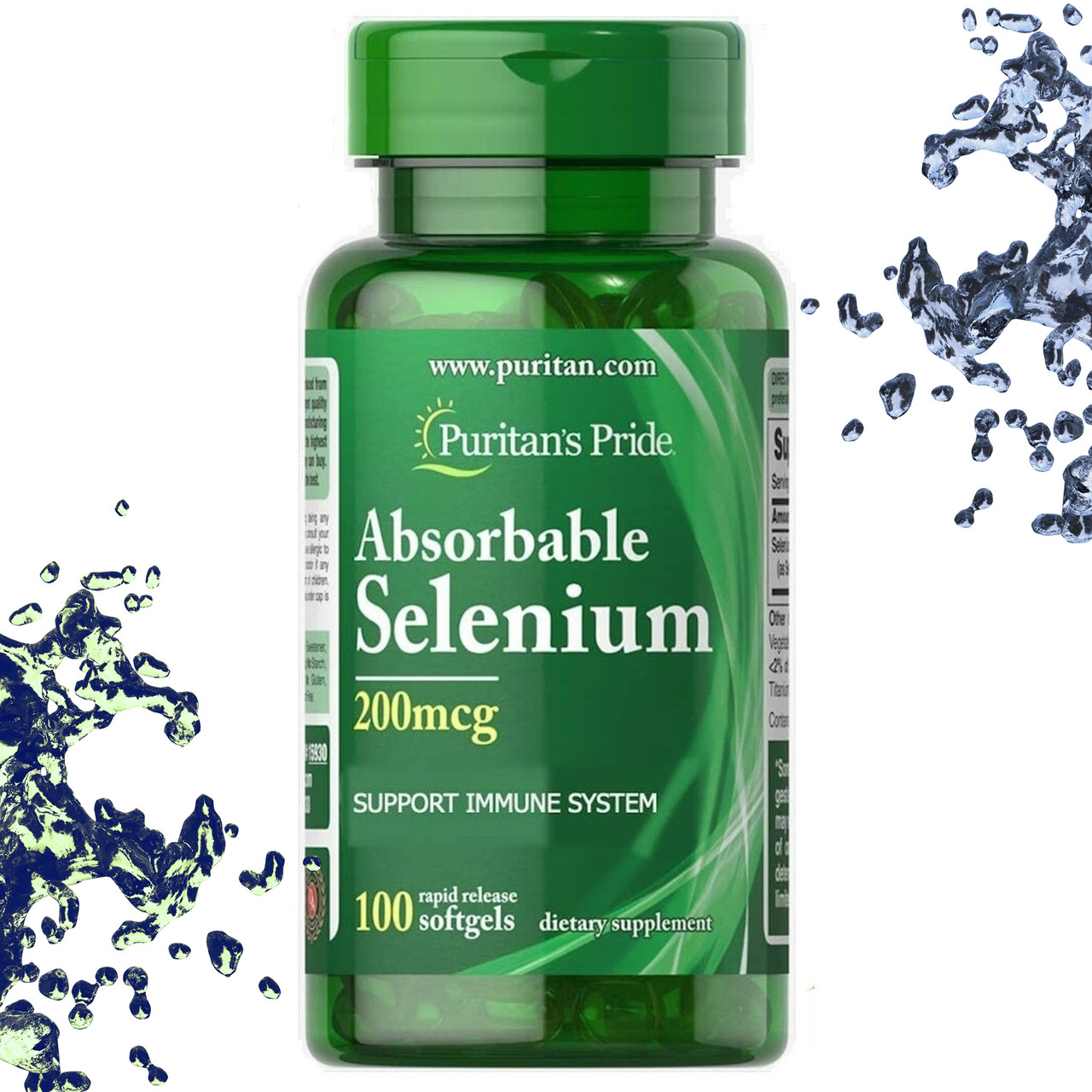 Селен Puritan's Pride Absorbable Selenium 200 мкг 100 гелевих капсул, фото 1