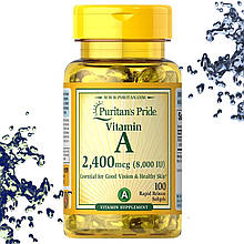 Вітамін А Puritan's Pride Vitamin A 2400 мкг 100 гелевих капсул