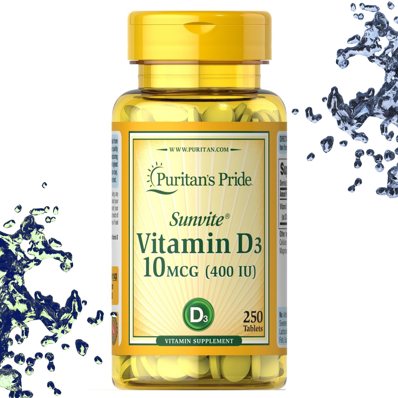Вітамін Д3 Puritan's Pride Vitamin D3 10 мкг 250 таблеток, фото 1