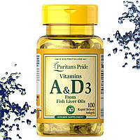 Вітаміни А і Д3 Puritan's Pride Vitamins A & D3 100 гельових капсул