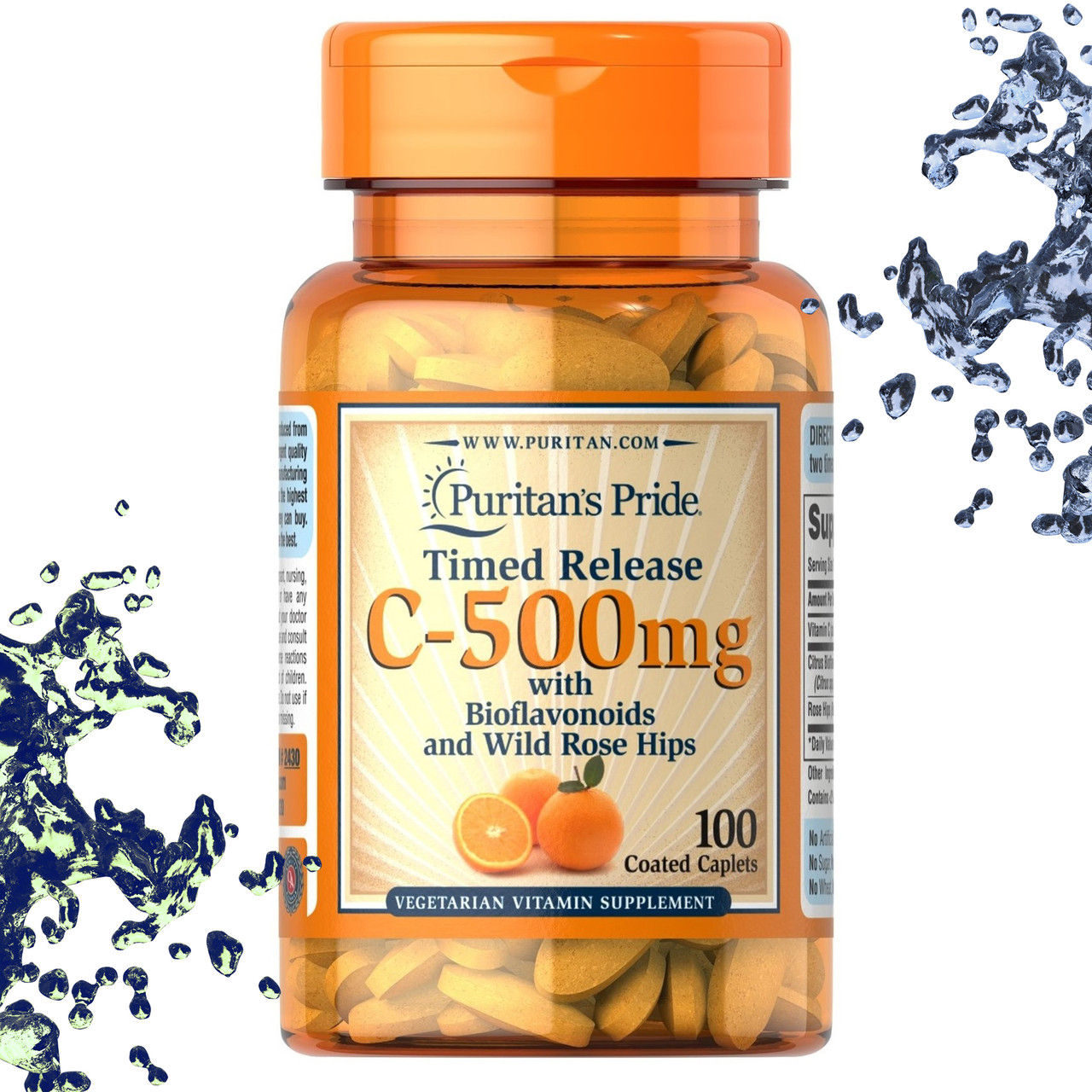 Вітамін С Puritan's Pride C-500 з Біофлаваноїдами і шипшиною 100 таблеток, фото 1