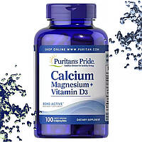 Кальцій, Магній + Д3  Puritan's Pride Calcium Magnesium + Vitamin D3 100 капсул