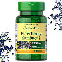 Бузина Puritan's Pride Eldelberry Sambucus 1250 мг 60 гелевих капсул