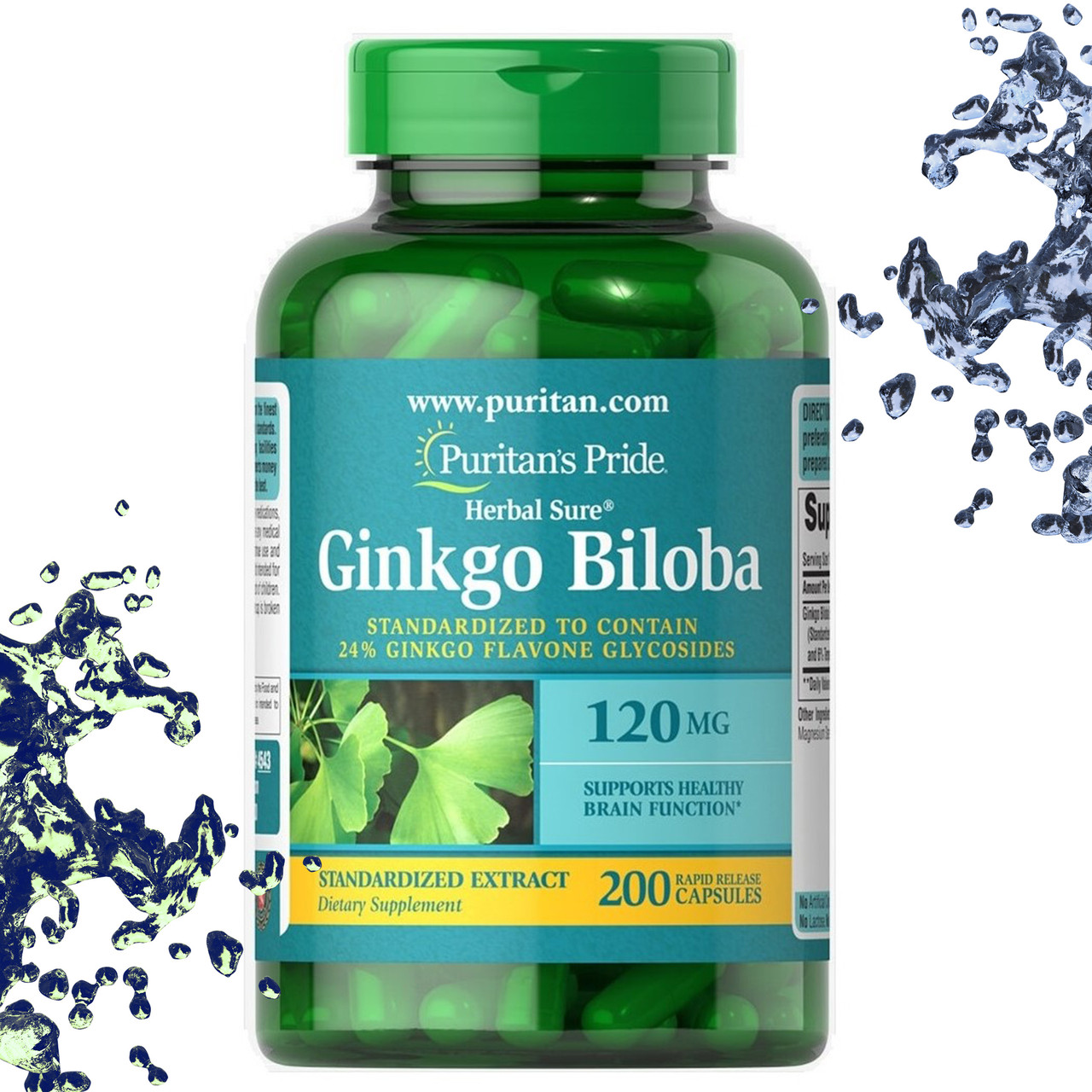 Гінкго Білоба Puritan's Pride Ginkgo Biloba 120 мг 200 капсул, фото 1