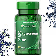 Магній і Цинк Puritan's Pride Magnesium with Zinc 100 таблеток