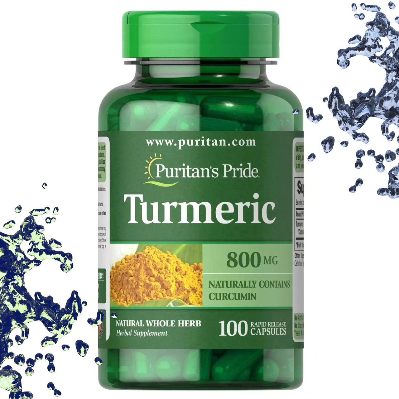 Куркума Puritan's Pride Turmeric 800 мг 100 капсул, фото 1