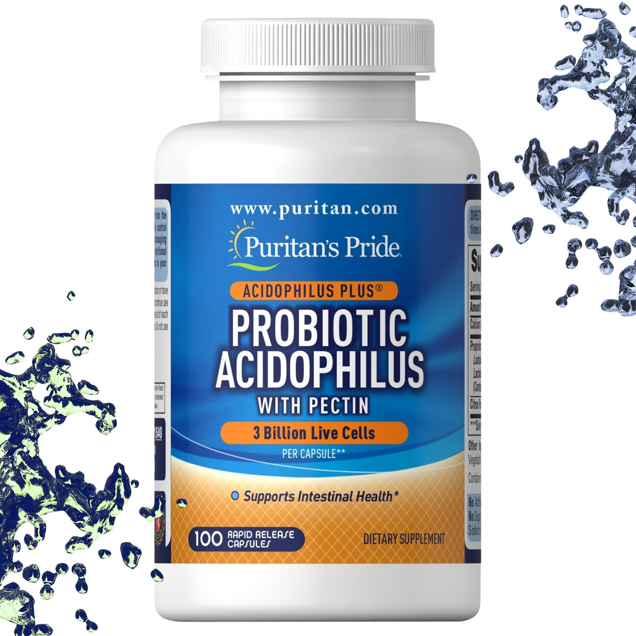 Пробиотик Puritan's Pride Probiotic Acidophilus with Pectin (3 Billion live cells) 100 капсул - фото 1 - id-p1450019570