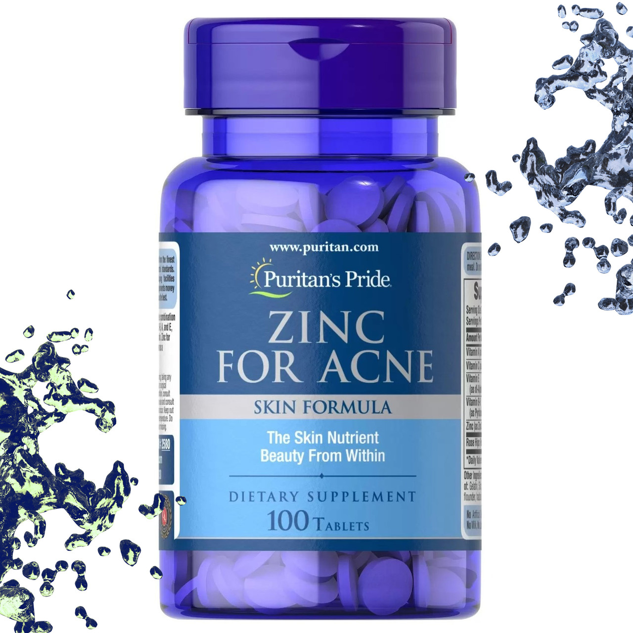 Цинк для Акне Puritan's Pride Zinc for Acne Skin Formula 100 таблеток