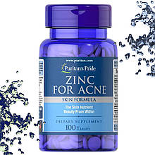 Цинк для Акне Puritan's Pride Zinc for Acne Skin Formula 100 таблеток