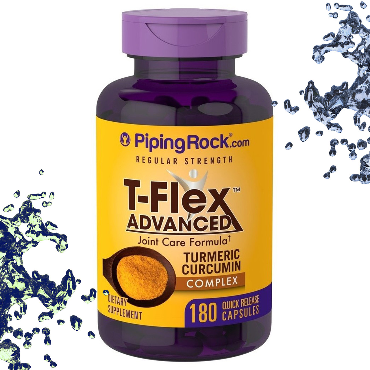 Турмерік Куркумін Piping Rock T-Flex Advanced Turmeric Curcumin Complex 180 капсул, фото 1