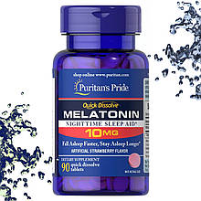 Мелатонін Puritan's Pride Melatonin 10 мг Strawberry Flavor 90 таблеток