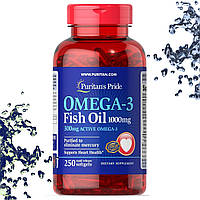 Рыбий жир Puritan's Pride Omega-3 Fish Oil 1000 mg (300 mg Active Omega-3) 250 гелевых капсул