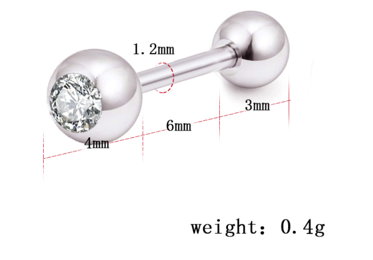 Сережки для пірсингу вуха титанова сталь ціна за 1 шт., фото 1