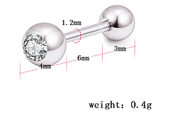 Сережки для пірсингу вуха титанова сталь ціна за 1 шт.