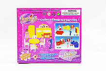 Меблі для ляльки Jennifer 2898 для вітальні, шафа, тумба ляльки 2 дівчинки і хлопчик у коробці 20*17*6 див.