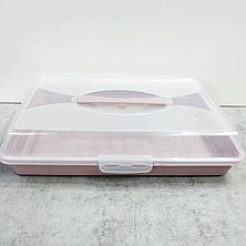 Прямокутна пластикова тортовниця з кришкою 44 х 30 х 9,5 см з засувками, фото 2