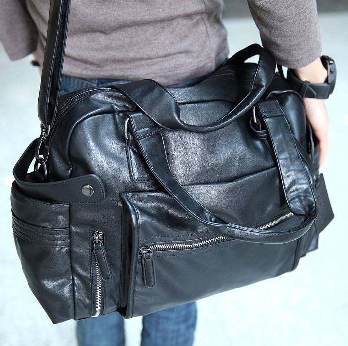Черная мужская сумка на плечо из экокожи ZEROBACK дорожная городская - фото 5 - id-p1450351240