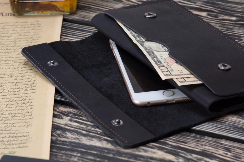 Мужской клатч портмоне для денег документов карт NORD черный из натуральной кожи - фото 2 - id-p1450351249
